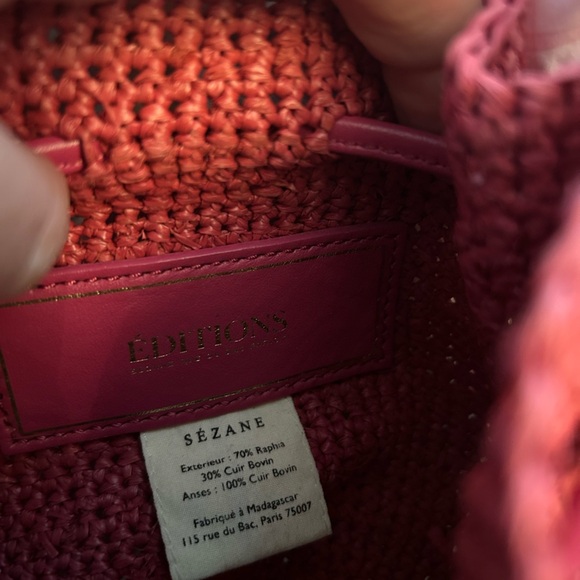 Sezane ZÉLIE MINI BUCKET BAG raffia pink - Picture 10 of 10